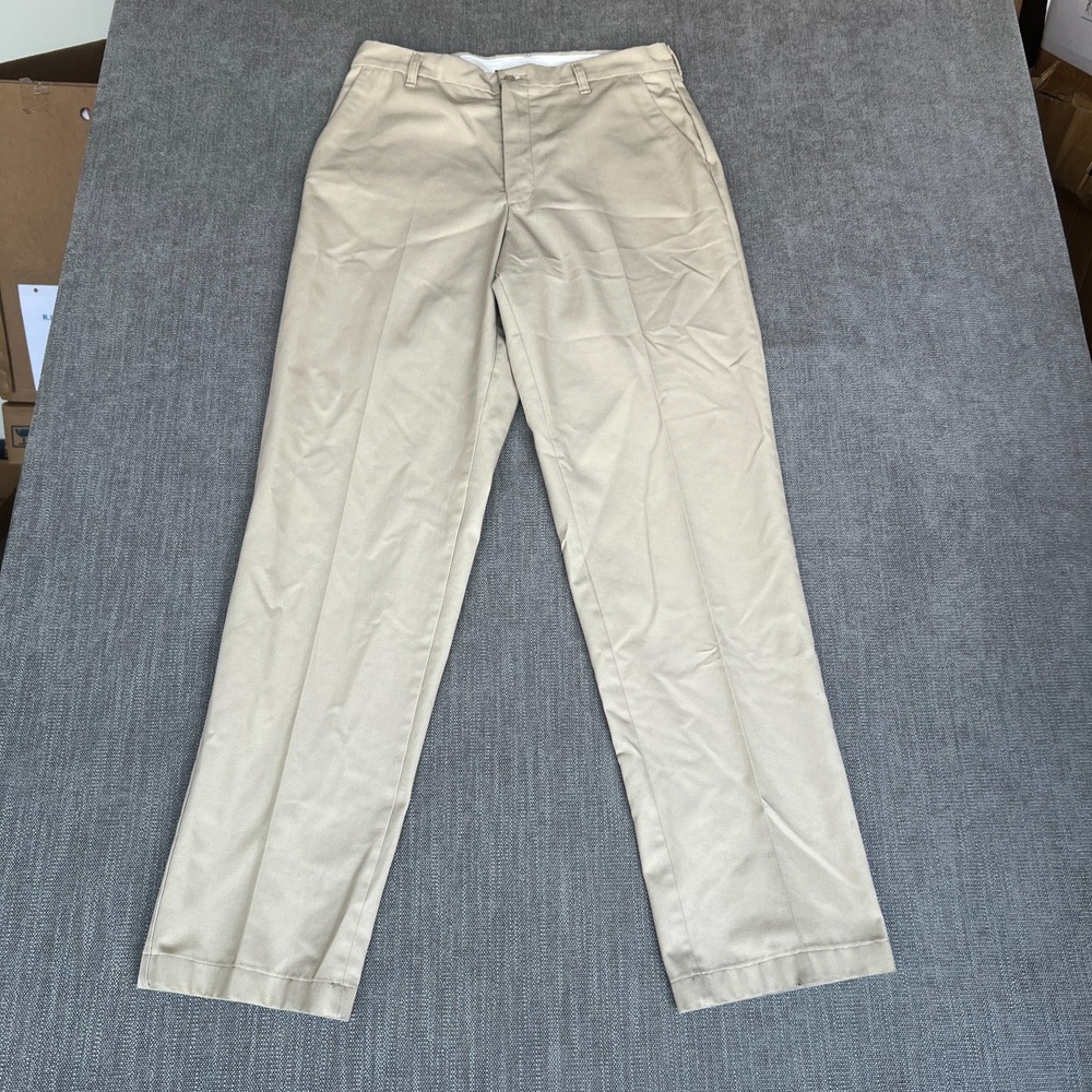 Red Kap E-Prest Work Pants Mens 34x32 Tan Flat Front Slash Pocket Straight Leg